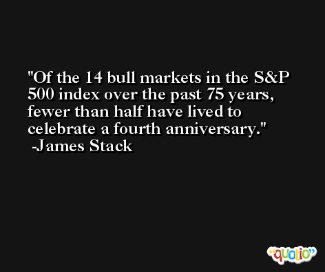 Of the 14 bull markets in the S&P 500 index over the past 75 years, fewer than half have lived to celebrate a fourth anniversary. -James Stack