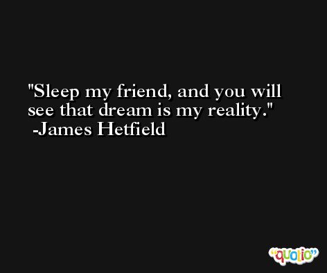 Sleep my friend, and you will see that dream is my reality. -James Hetfield