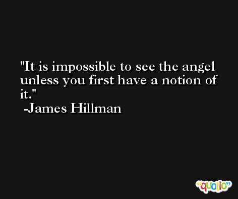 It is impossible to see the angel unless you first have a notion of it. -James Hillman
