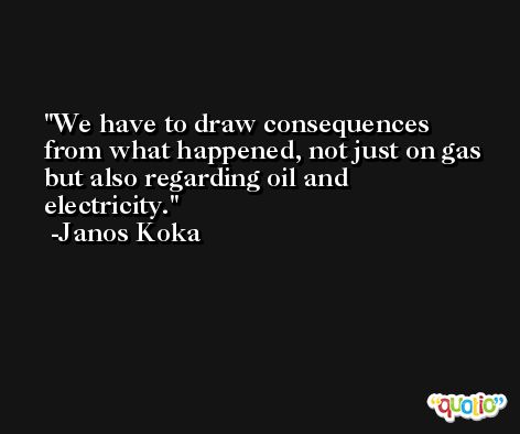 We have to draw consequences from what happened, not just on gas but also regarding oil and electricity. -Janos Koka