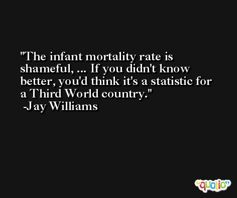 The infant mortality rate is shameful, ... If you didn't know better, you'd think it's a statistic for a Third World country. -Jay Williams