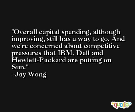 Overall capital spending, although improving, still has a way to go. And we're concerned about competitive pressures that IBM, Dell and Hewlett-Packard are putting on Sun. -Jay Wong