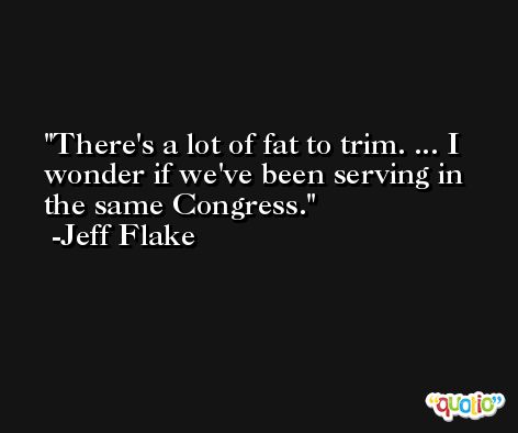 There's a lot of fat to trim. ... I wonder if we've been serving in the same Congress. -Jeff Flake