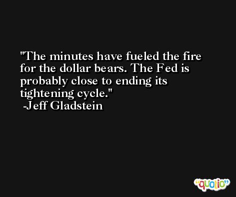 The minutes have fueled the fire for the dollar bears. The Fed is probably close to ending its tightening cycle. -Jeff Gladstein