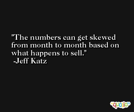 The numbers can get skewed from month to month based on what happens to sell. -Jeff Katz