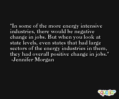 In some of the more energy intensive industries, there would be negative change in jobs. But when you look at state levels, even states that had large sectors of the energy industries in them, they had overall positive change in jobs. -Jennifer Morgan