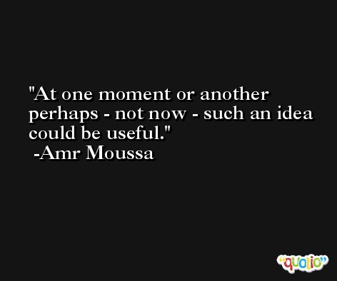 At one moment or another perhaps - not now - such an idea could be useful. -Amr Moussa