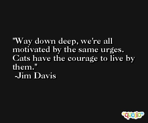 Way down deep, we're all motivated by the same urges. Cats have the courage to live by them. -Jim Davis