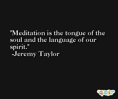 Meditation is the tongue of the soul and the language of our spirit. -Jeremy Taylor