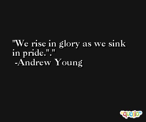 We rise in glory as we sink in pride.''. -Andrew Young