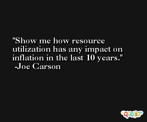 Show me how resource utilization has any impact on inflation in the last 10 years. -Joe Carson