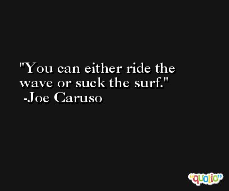 You can either ride the wave or suck the surf. -Joe Caruso