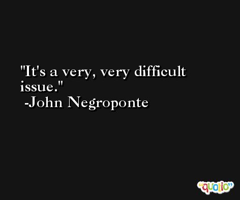It's a very, very difficult issue. -John Negroponte