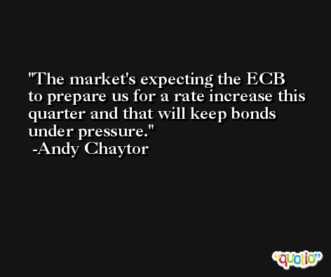 The market's expecting the ECB to prepare us for a rate increase this quarter and that will keep bonds under pressure. -Andy Chaytor