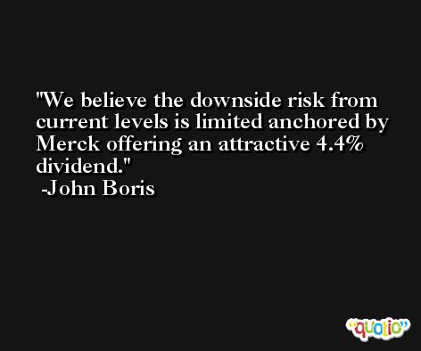We believe the downside risk from current levels is limited anchored by Merck offering an attractive 4.4% dividend. -John Boris