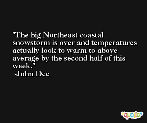 The big Northeast coastal snowstorm is over and temperatures actually look to warm to above average by the second half of this week. -John Dee