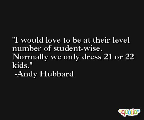 I would love to be at their level number of student-wise. Normally we only dress 21 or 22 kids. -Andy Hubbard