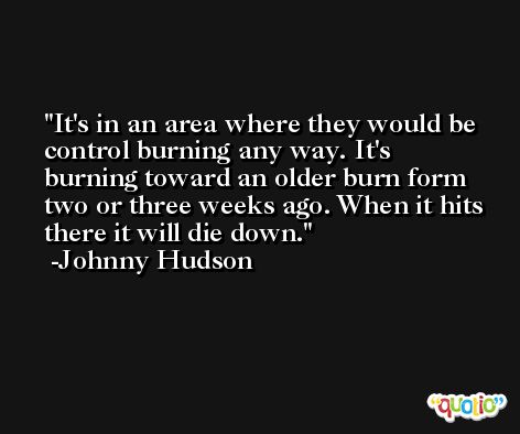 It's in an area where they would be control burning any way. It's burning toward an older burn form two or three weeks ago. When it hits there it will die down. -Johnny Hudson