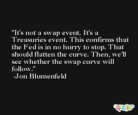 It's not a swap event. It's a Treasuries event. This confirms that the Fed is in no hurry to stop. That should flatten the curve. Then, we'll see whether the swap curve will follow. -Jon Blumenfeld