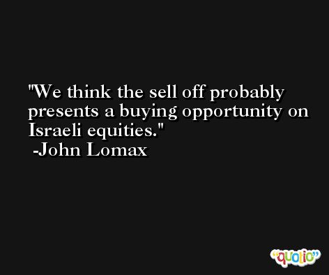 We think the sell off probably presents a buying opportunity on Israeli equities. -John Lomax