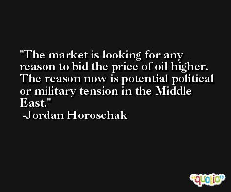 The market is looking for any reason to bid the price of oil higher. The reason now is potential political or military tension in the Middle East. -Jordan Horoschak