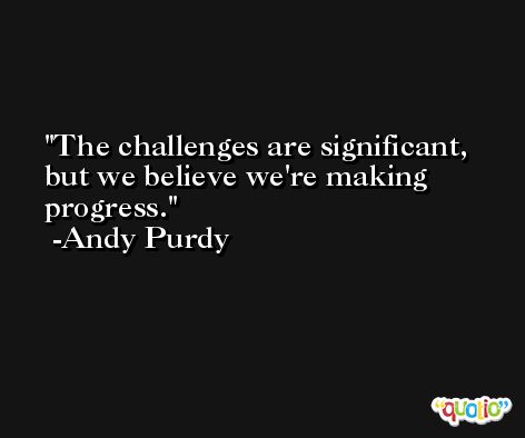The challenges are significant, but we believe we're making progress. -Andy Purdy