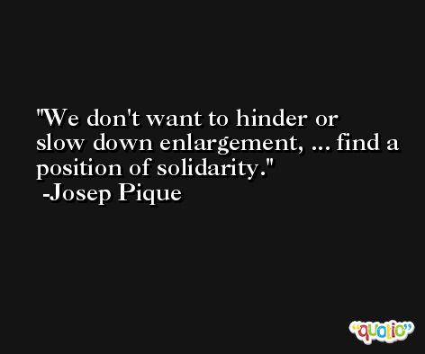 We don't want to hinder or slow down enlargement, ... find a position of solidarity. -Josep Pique
