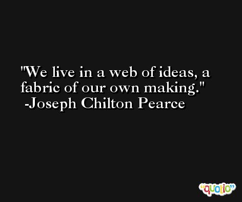 We live in a web of ideas, a fabric of our own making. -Joseph Chilton Pearce
