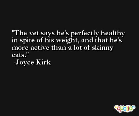 The vet says he's perfectly healthy in spite of his weight, and that he's more active than a lot of skinny cats. -Joyce Kirk