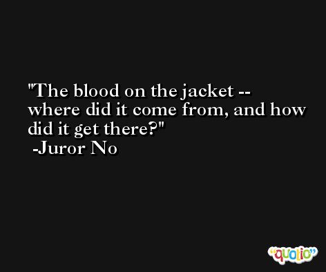 The blood on the jacket -- where did it come from, and how did it get there? -Juror No