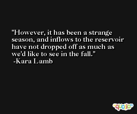 However, it has been a strange season, and inflows to the reservoir have not dropped off as much as we'd like to see in the fall. -Kara Lamb