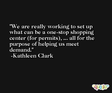 We are really working to set up what can be a one-stop shopping center (for permits), ... all for the purpose of helping us meet demand. -Kathleen Clark