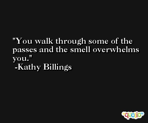 You walk through some of the passes and the smell overwhelms you. -Kathy Billings