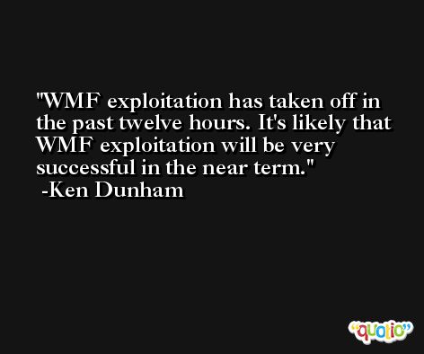 WMF exploitation has taken off in the past twelve hours. It's likely that WMF exploitation will be very successful in the near term. -Ken Dunham