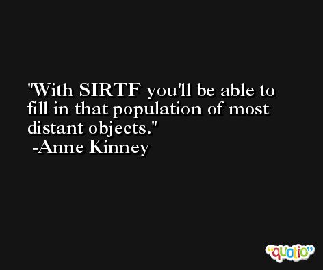 With SIRTF you'll be able to fill in that population of most distant objects. -Anne Kinney