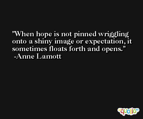 When hope is not pinned wriggling onto a shiny image or expectation, it sometimes floats forth and opens. -Anne Lamott