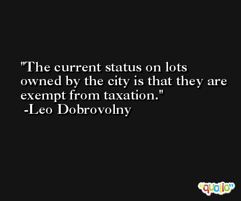 The current status on lots owned by the city is that they are exempt from taxation. -Leo Dobrovolny