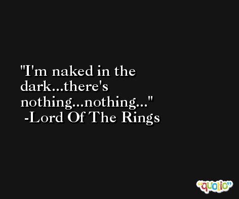 I'm naked in the dark...there's nothing...nothing... -Lord Of The Rings