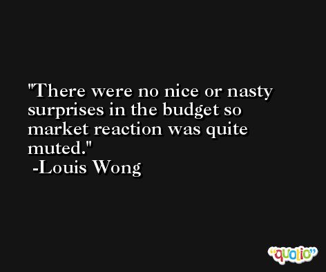 There were no nice or nasty surprises in the budget so market reaction was quite muted. -Louis Wong