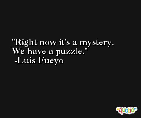 Right now it's a mystery. We have a puzzle. -Luis Fueyo