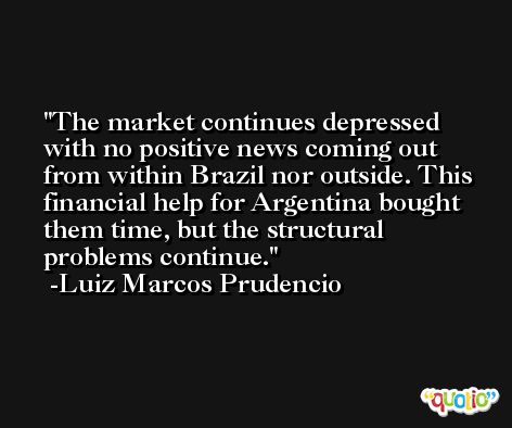 The market continues depressed with no positive news coming out from within Brazil nor outside. This financial help for Argentina bought them time, but the structural problems continue. -Luiz Marcos Prudencio
