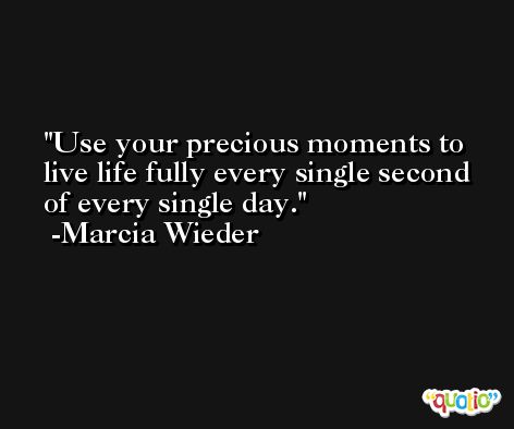Use your precious moments to live life fully every single second of every single day. -Marcia Wieder