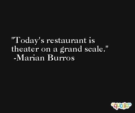 Today's restaurant is theater on a grand scale. -Marian Burros