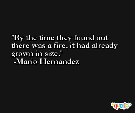 By the time they found out there was a fire, it had already grown in size. -Mario Hernandez