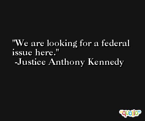 We are looking for a federal issue here. -Justice Anthony Kennedy
