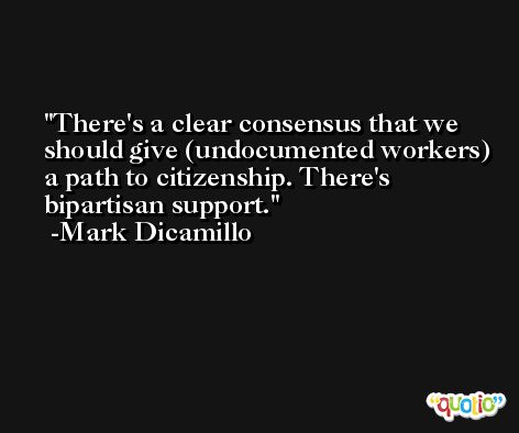 There's a clear consensus that we should give (undocumented workers) a path to citizenship. There's bipartisan support. -Mark Dicamillo