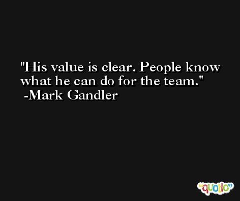 His value is clear. People know what he can do for the team. -Mark Gandler