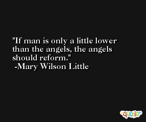 If man is only a little lower than the angels, the angels should reform. -Mary Wilson Little