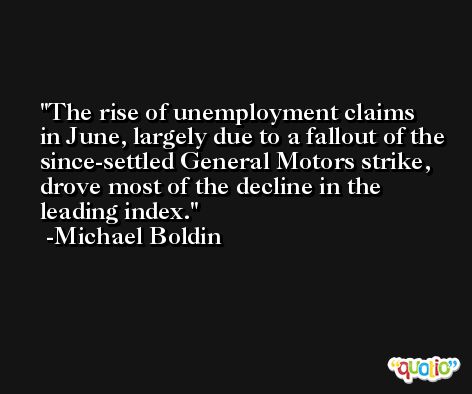 The rise of unemployment claims in June, largely due to a fallout of the since-settled General Motors strike, drove most of the decline in the leading index. -Michael Boldin