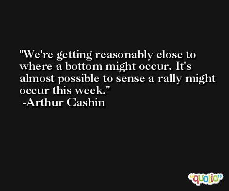 We're getting reasonably close to where a bottom might occur. It's almost possible to sense a rally might occur this week. -Arthur Cashin